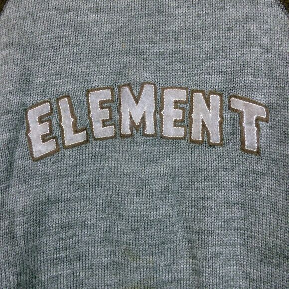Element Skateboards Sweater Mens M Brown Gray Spell Out Logo Wool Knit Crew Y2K - Picture 4 of 10